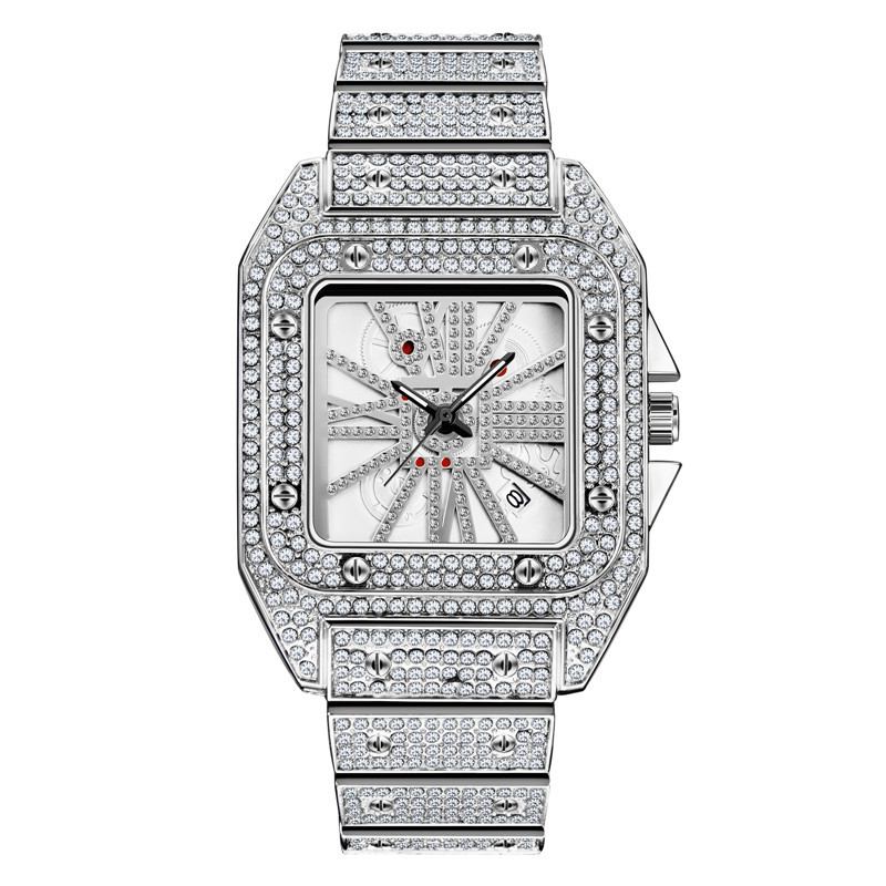 Mote Elegant Quartz Watch Diamond Cool Herre Watch Square Dial Shape Quartz Watch