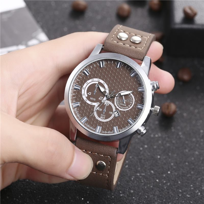 Mote Elegent Sports Business Fritids Belte Herreklokke Quartz Watch