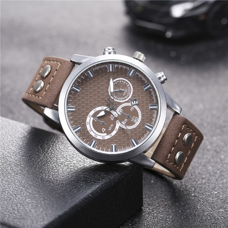 Mote Elegent Sports Business Fritids Belte Herreklokke Quartz Watch