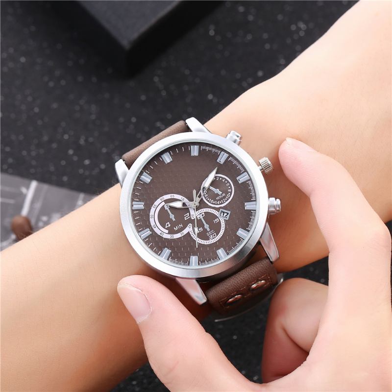 Mote Elegent Sports Business Fritids Belte Herreklokke Quartz Watch