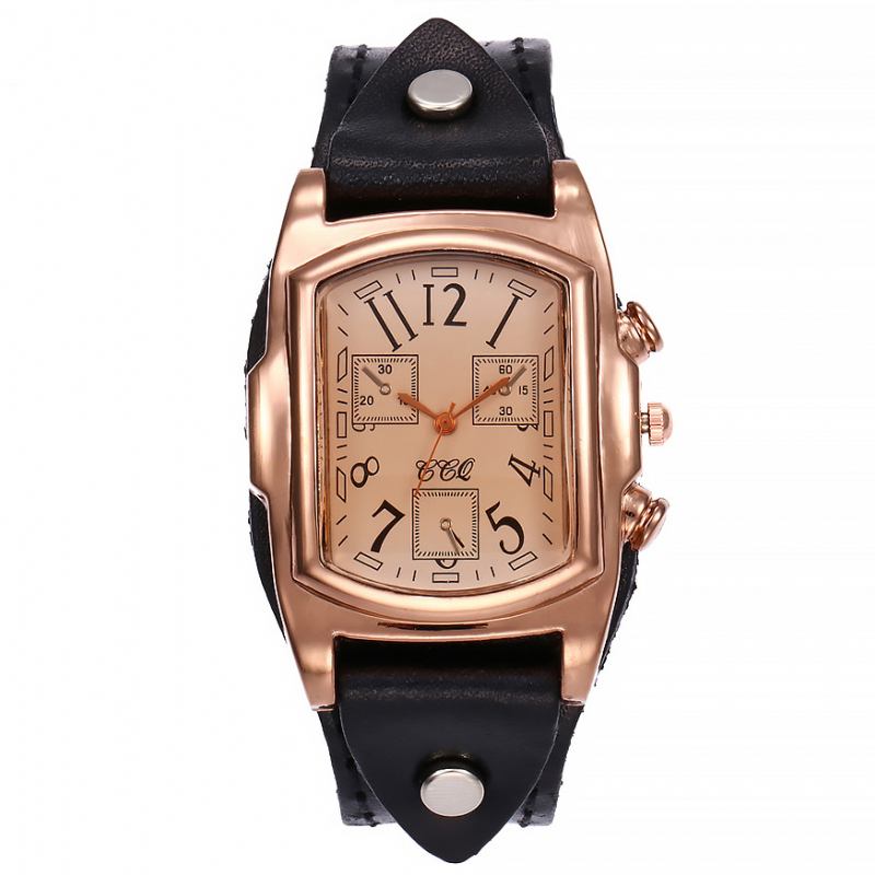 Mote Fargerik Luksus Retro Skinnrem Time Display Quartz Watch