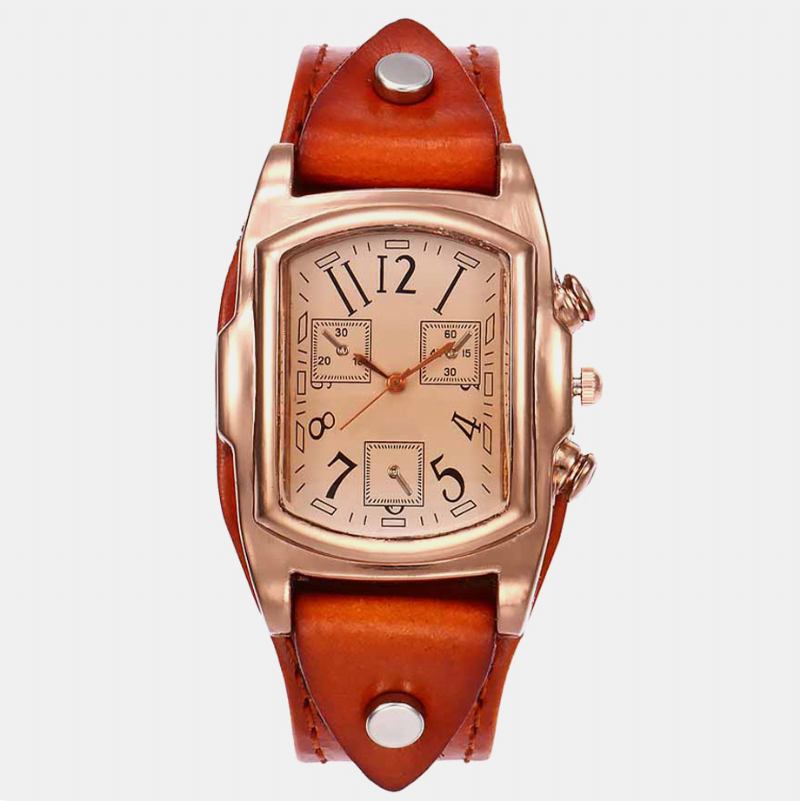 Mote Fargerik Luksus Retro Skinnrem Time Display Quartz Watch