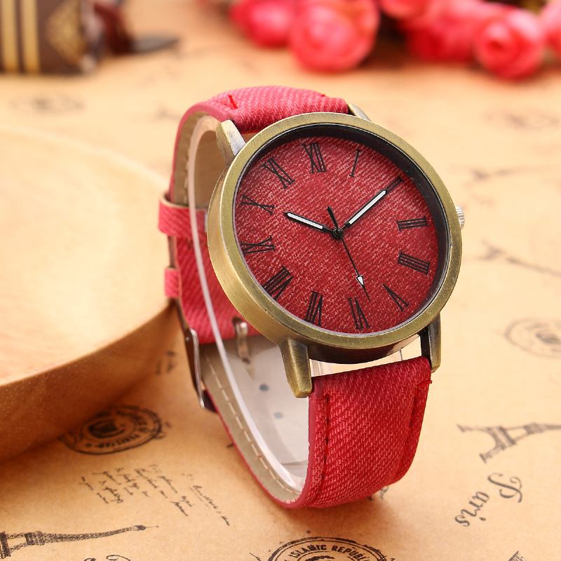 Mote Fargerik Stropp Denim Pu-rem Fritids Dial Menn Dame Watch Quartz Watch