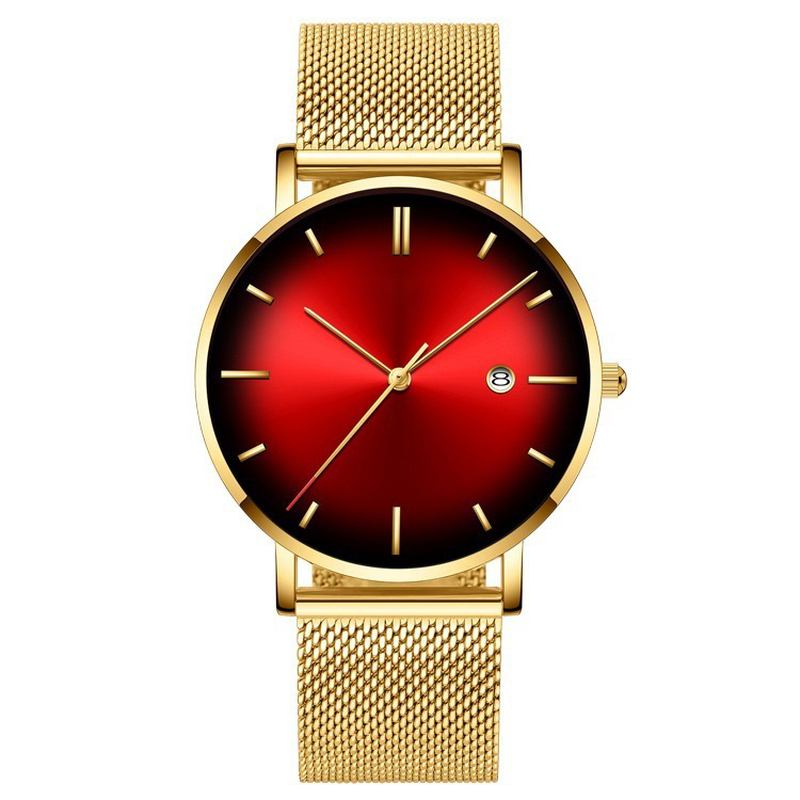 Mote Fritids Business Gradient Color Multi-function Mesh Strap Quartz Watch