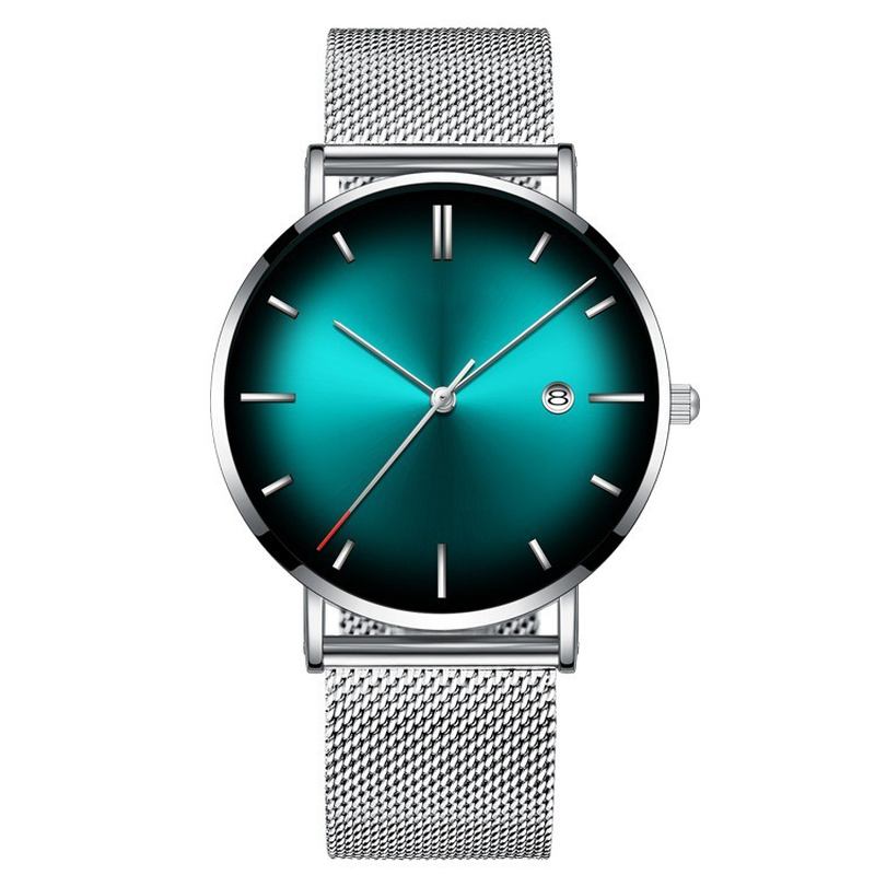 Mote Fritids Business Gradient Color Multi-function Mesh Strap Quartz Watch