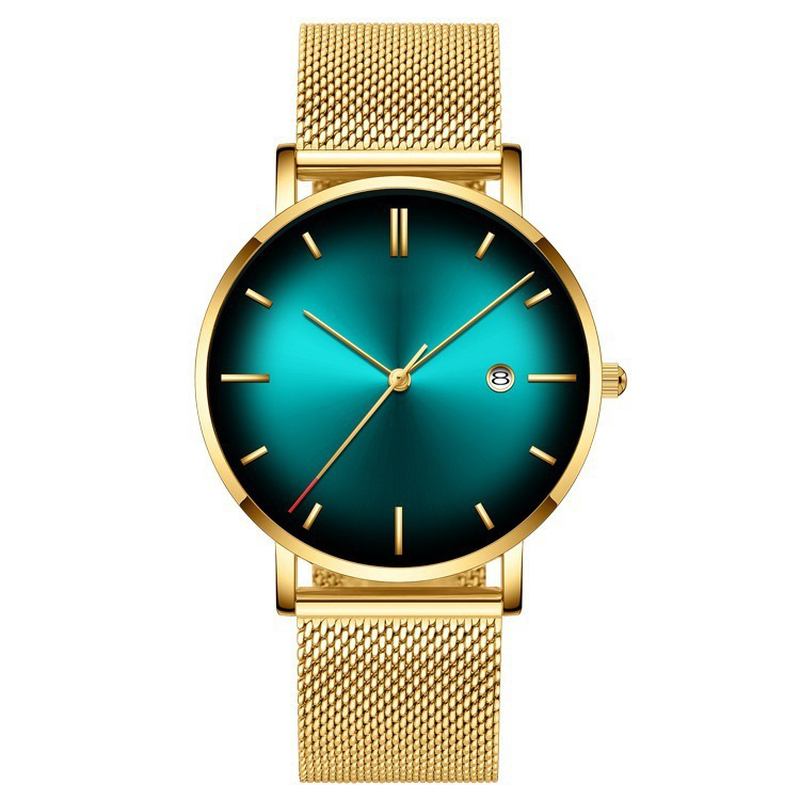 Mote Fritids Business Gradient Color Multi-function Mesh Strap Quartz Watch