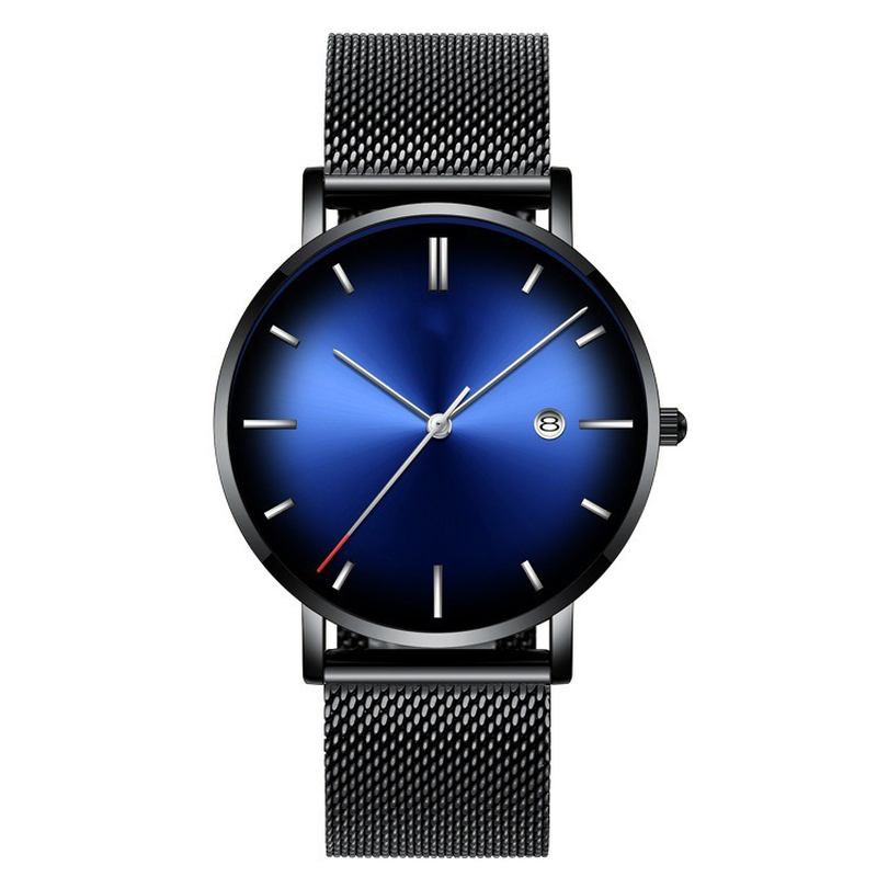 Mote Fritids Business Gradient Color Multi-function Mesh Strap Quartz Watch