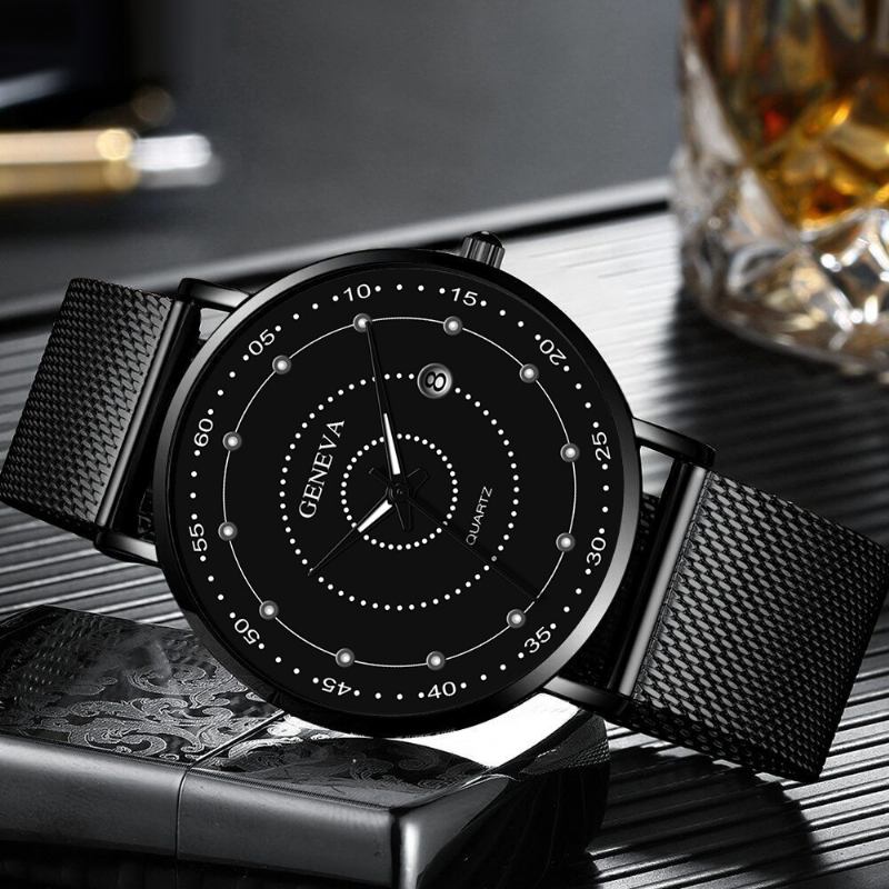 Mote Herre Business Watch Dekorert Pointer Luminous Quartz Watch