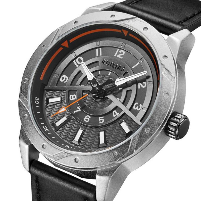 Mote Herreklokke 3atm Vanntett Ekte Skinnrem Fritids Quartz Watch