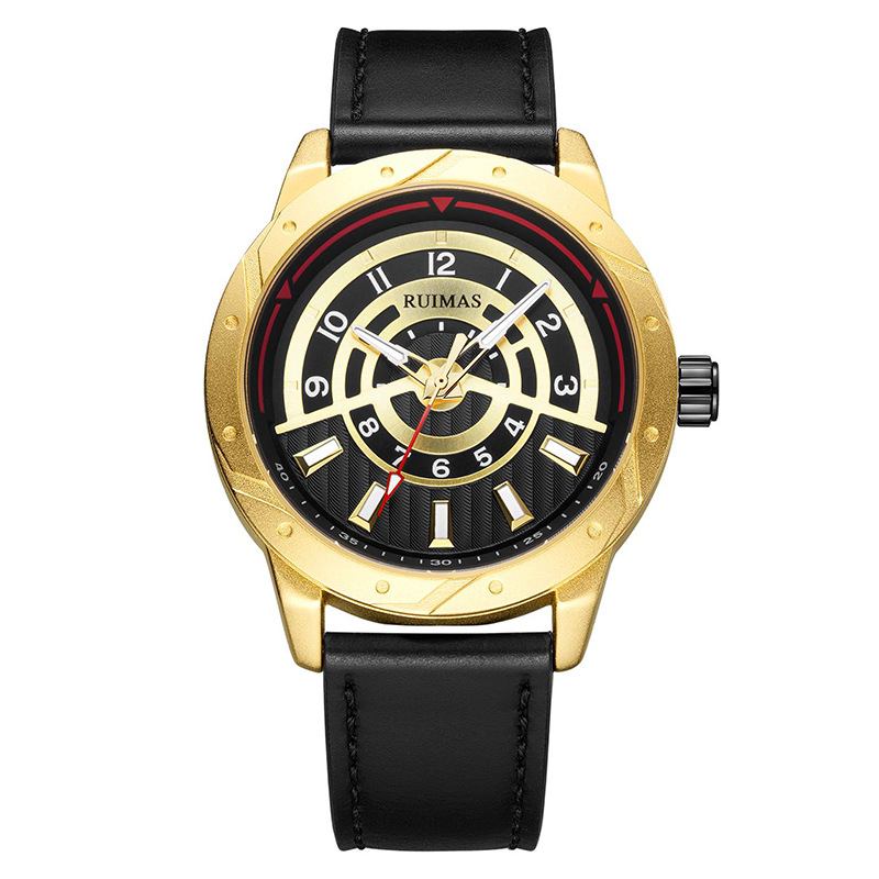 Mote Herreklokke 3atm Vanntett Ekte Skinnrem Fritids Quartz Watch