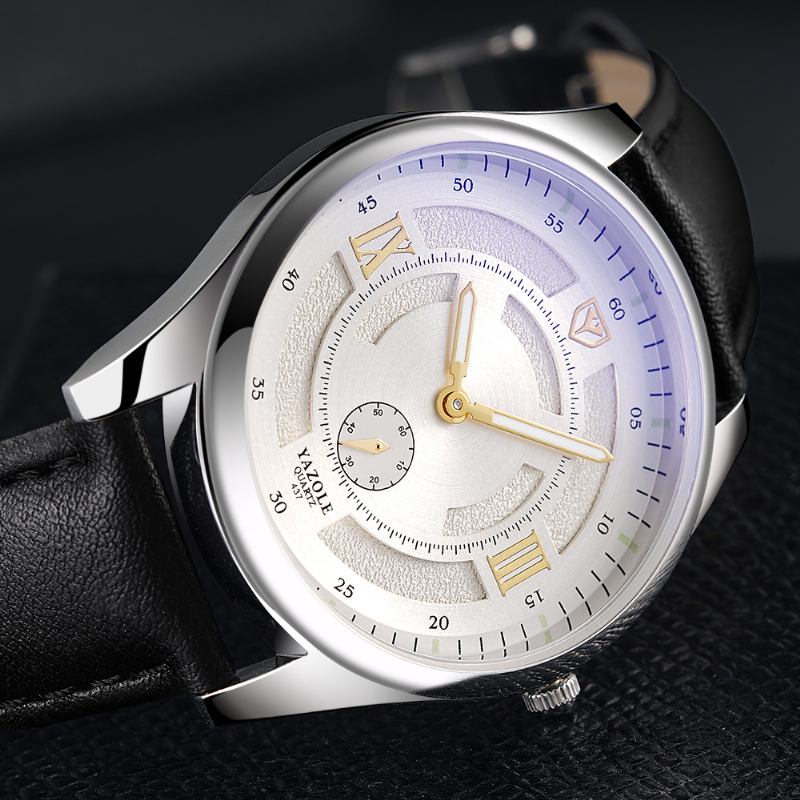 Mote Lærreim Lysende Display Herreklokke Quartz Watch