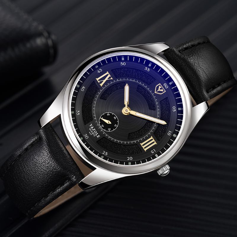 Mote Lærreim Lysende Display Herreklokke Quartz Watch