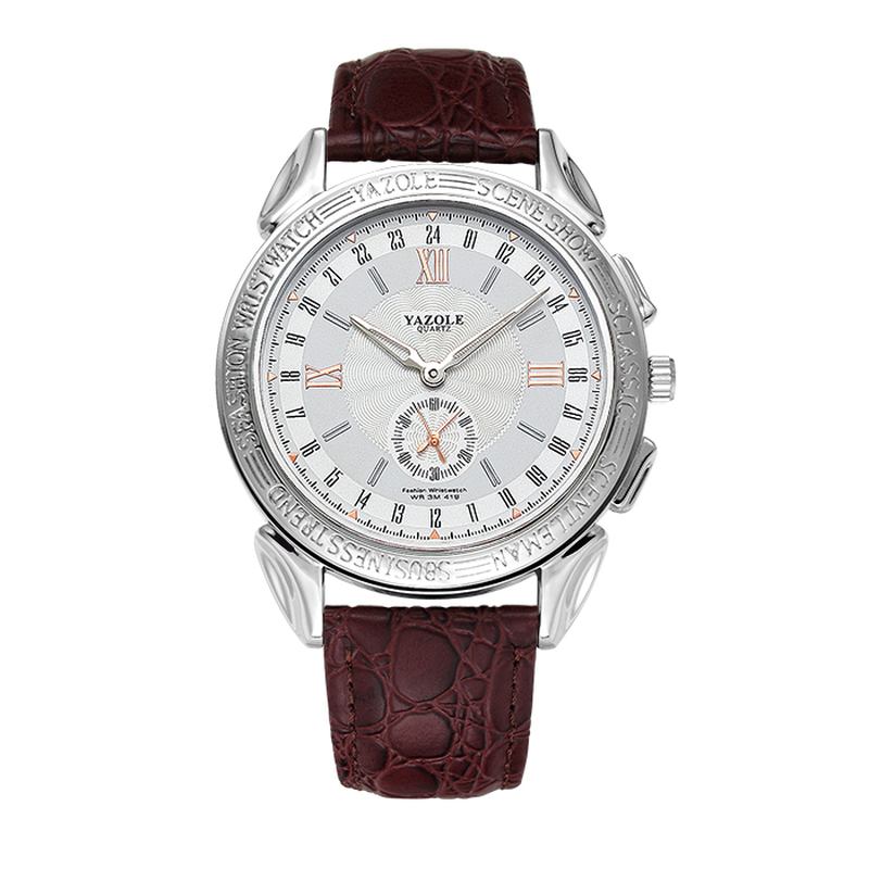 Mote Liten Urskive Business Style Menn Vanntett Lærreim Quartz Watch