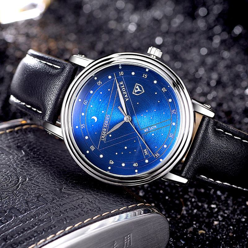 Mote Menn Quartz Watch Fritids Stars Pattern Dial Armbåndsur