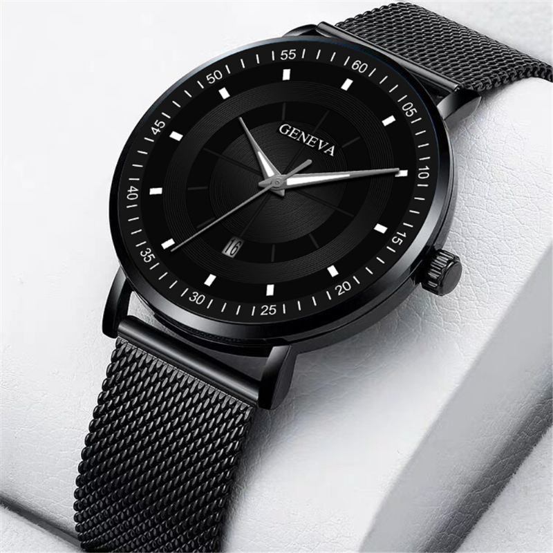 Mote Uformell Lysende Pointers Business Multi-function Mesh Strap Quartz Watch