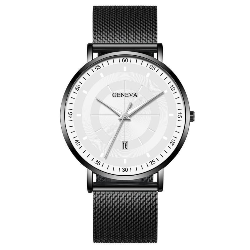 Mote Uformell Lysende Pointers Business Multi-function Mesh Strap Quartz Watch