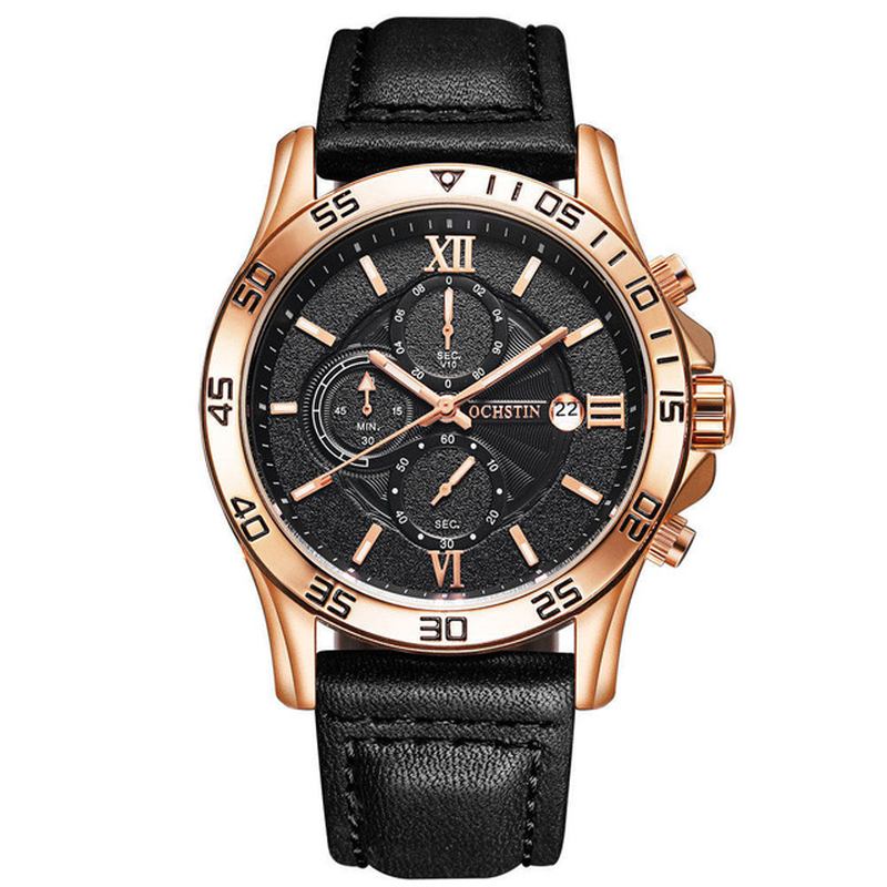 Multi-function Chronograph Herre Armbåndsur Business Style Quartz Klokker