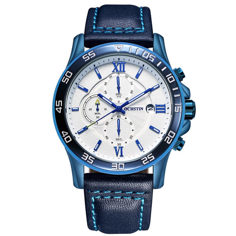 Multi-function Chronograph Herre Armbåndsur Business Style Quartz Klokker