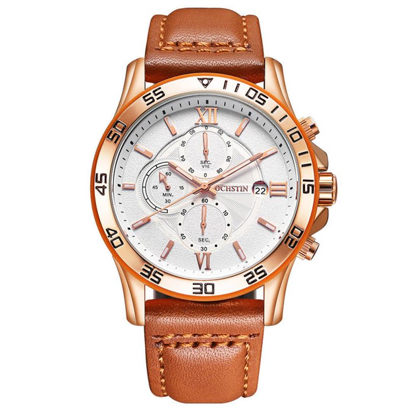 Multi-function Chronograph Herre Armbåndsur Business Style Quartz Klokker