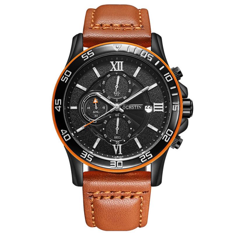 Multi-function Chronograph Herre Armbåndsur Business Style Quartz Klokker