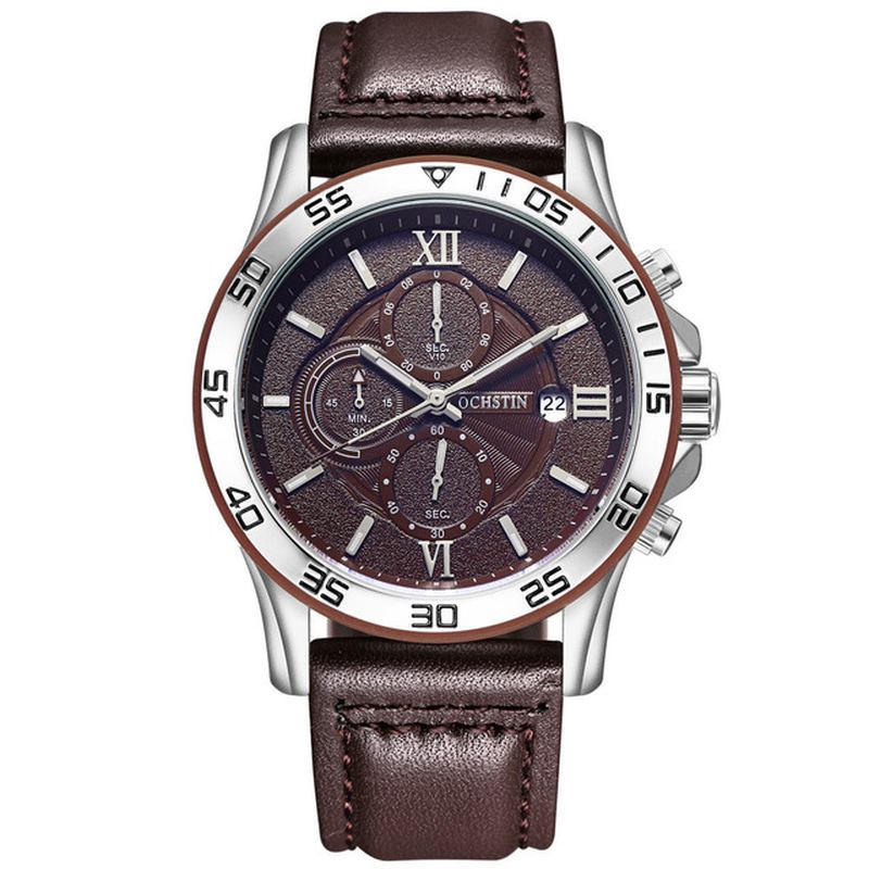 Multi-function Chronograph Herre Armbåndsur Business Style Quartz Klokker