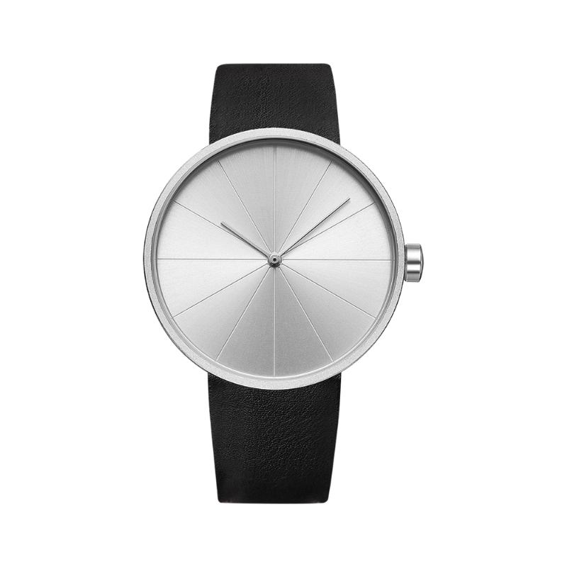 Platespilleren Simple Art Dial Lærreim Menn Fritids Quartz Watch