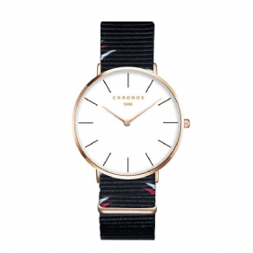 Rose Gold Case Unisex Armbåndsur Nylon Strap Quartz Movement Watch