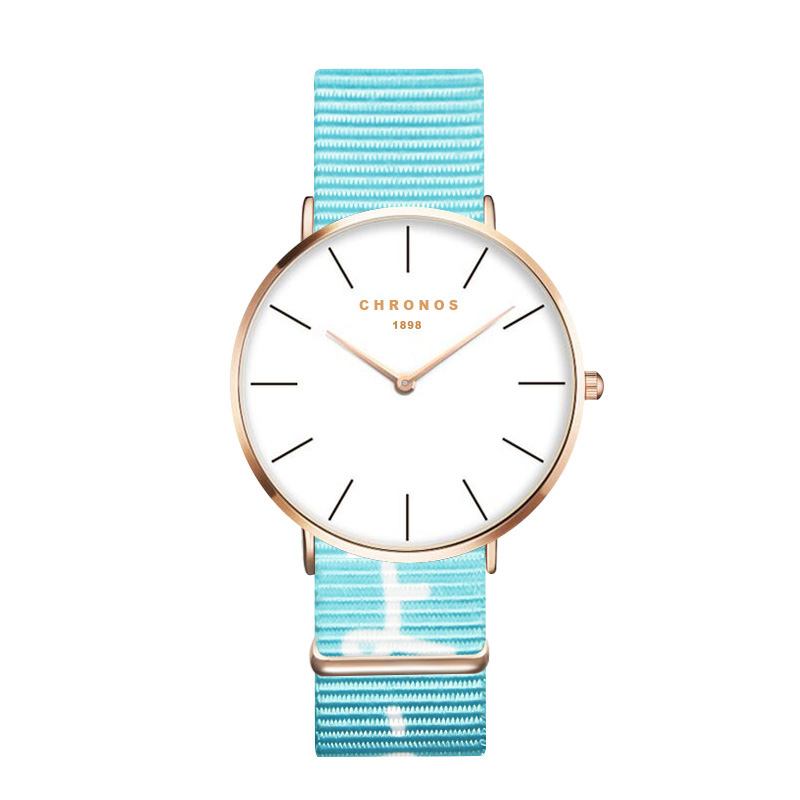 Rose Gold Case Unisex Armbåndsur Nylon Strap Quartz Movement Watch