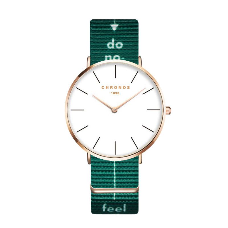 Rose Gold Case Unisex Armbåndsur Nylon Strap Quartz Movement Watch