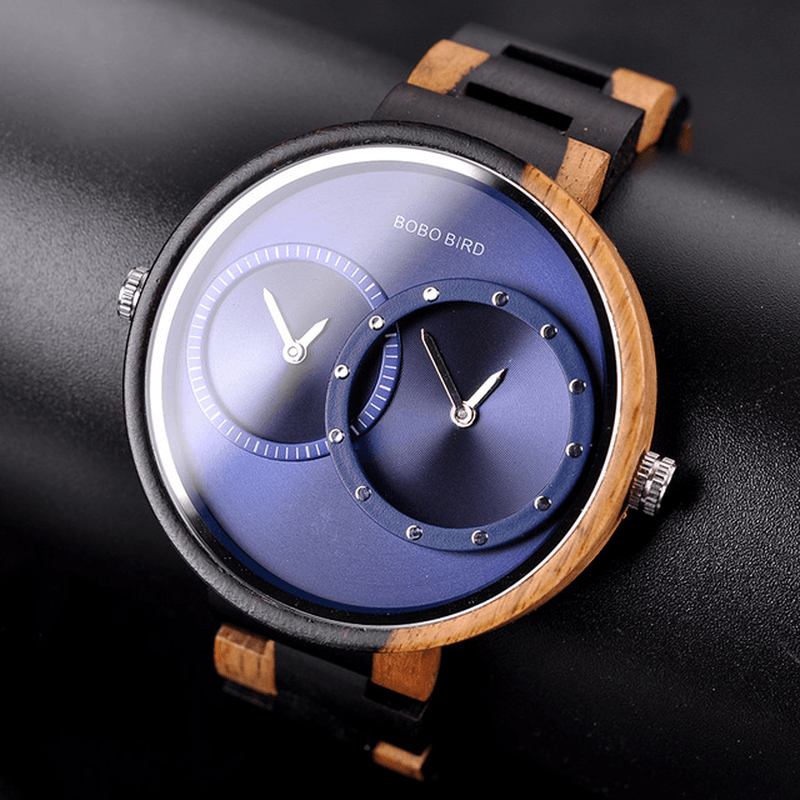 To Tidssoner Creative Watch Wooden Dame Menn Quartz Klokker