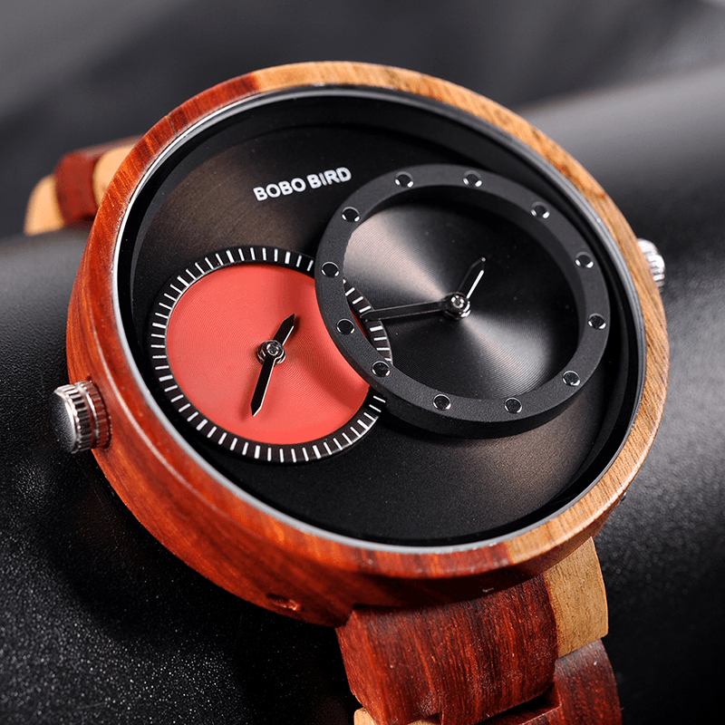 To Tidssoner Creative Watch Wooden Dame Menn Quartz Klokker