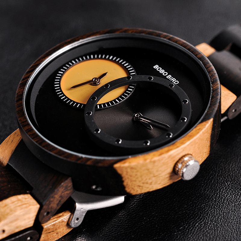 To Tidssoner Creative Watch Wooden Dame Menn Quartz Klokker