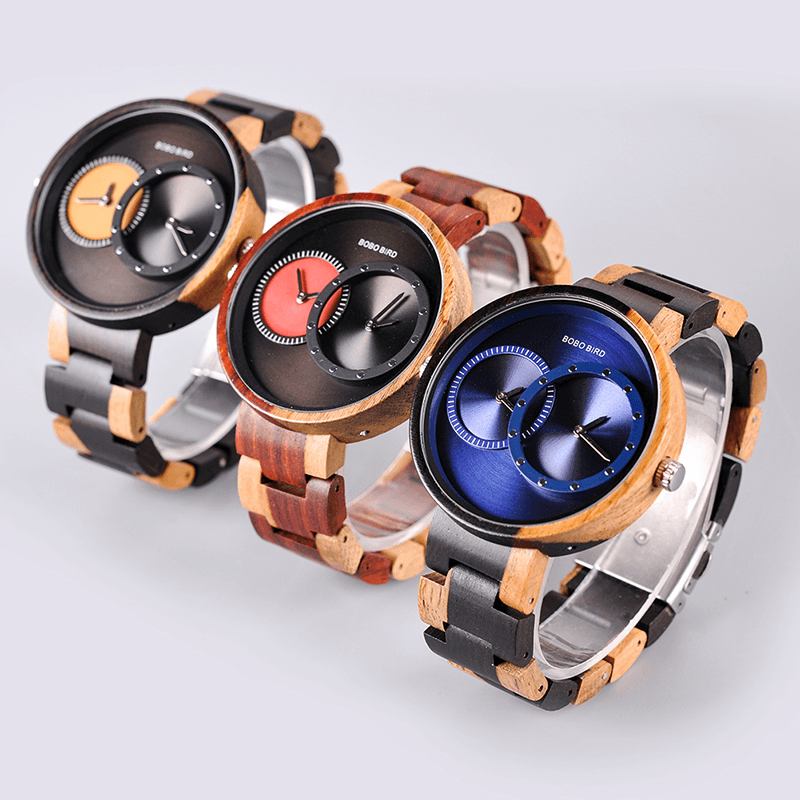 To Tidssoner Creative Watch Wooden Dame Menn Quartz Klokker