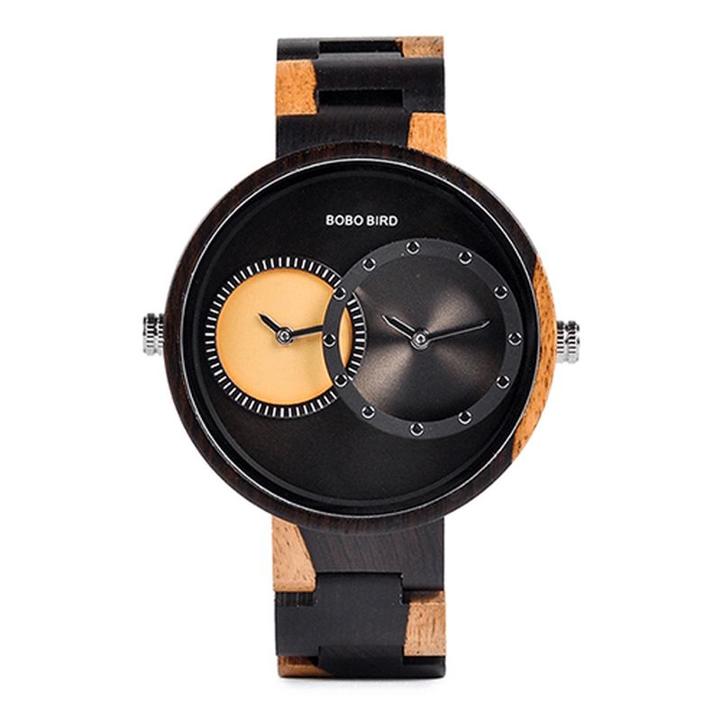 To Tidssoner Creative Watch Wooden Dame Menn Quartz Klokker