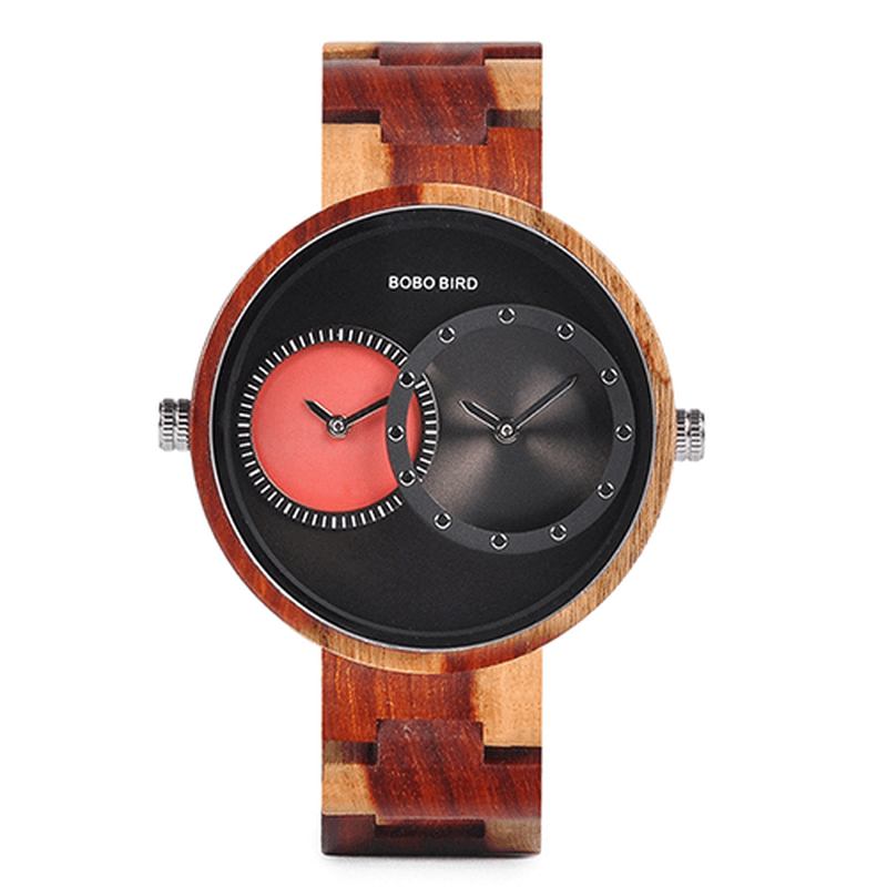 To Tidssoner Creative Watch Wooden Dame Menn Quartz Klokker