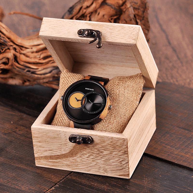 To Tidssoner Creative Watch Wooden Dame Menn Quartz Klokker