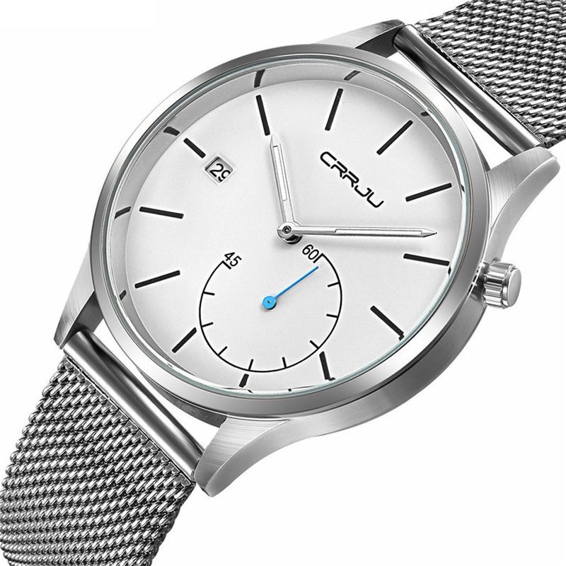 Uformell Kalender Skinnrem Working-dials Herre Armbåndsur Quartz Watch