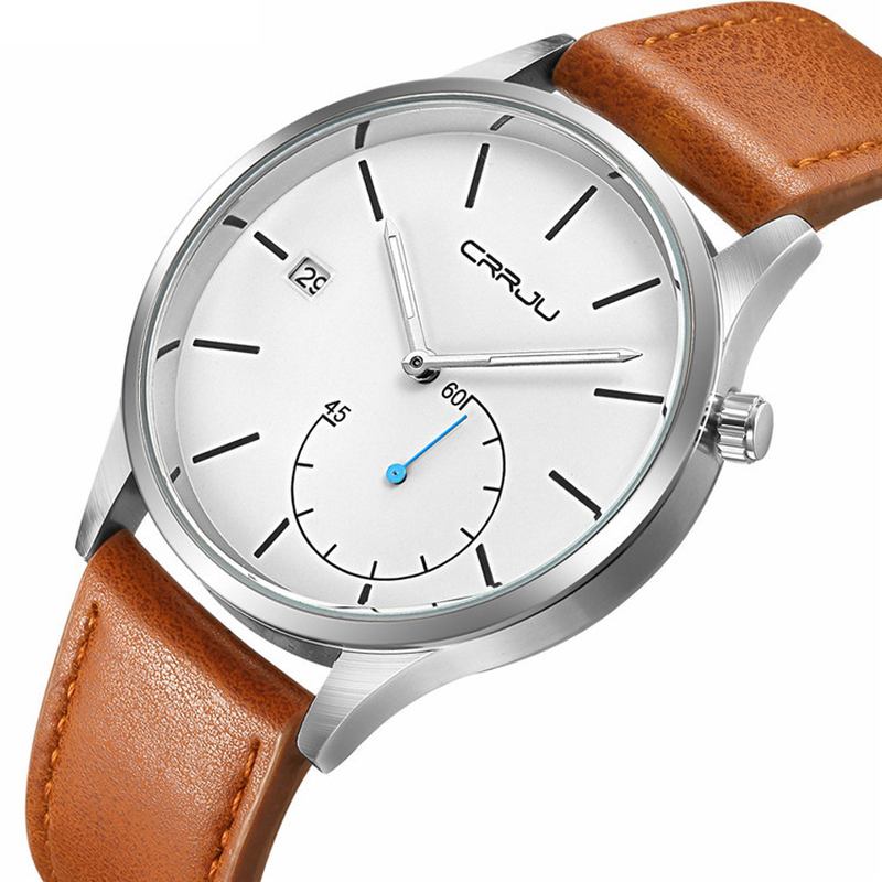 Uformell Kalender Skinnrem Working-dials Herre Armbåndsur Quartz Watch