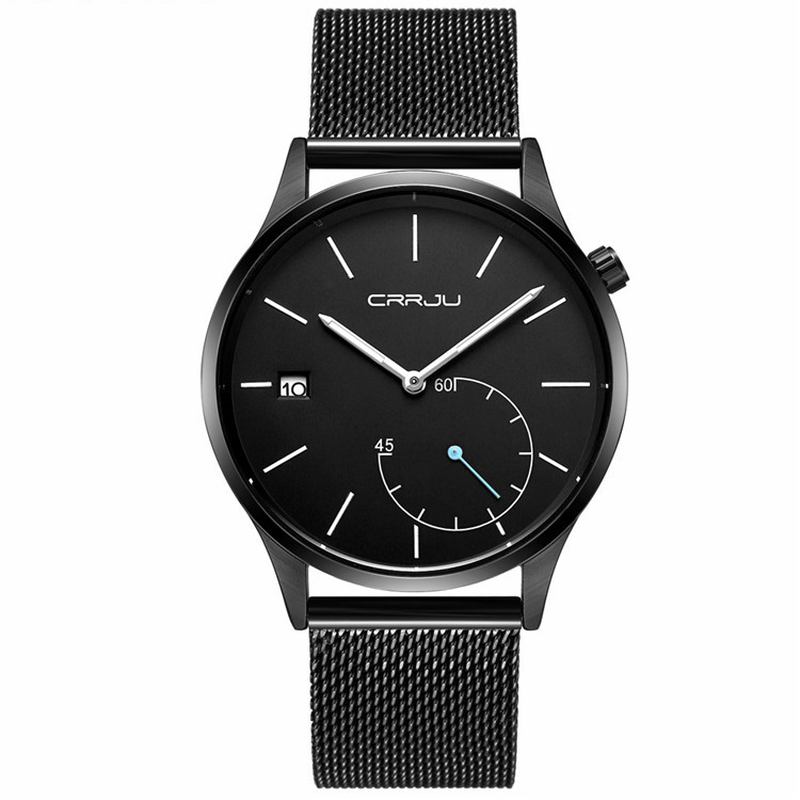 Uformell Kalender Skinnrem Working-dials Herre Armbåndsur Quartz Watch