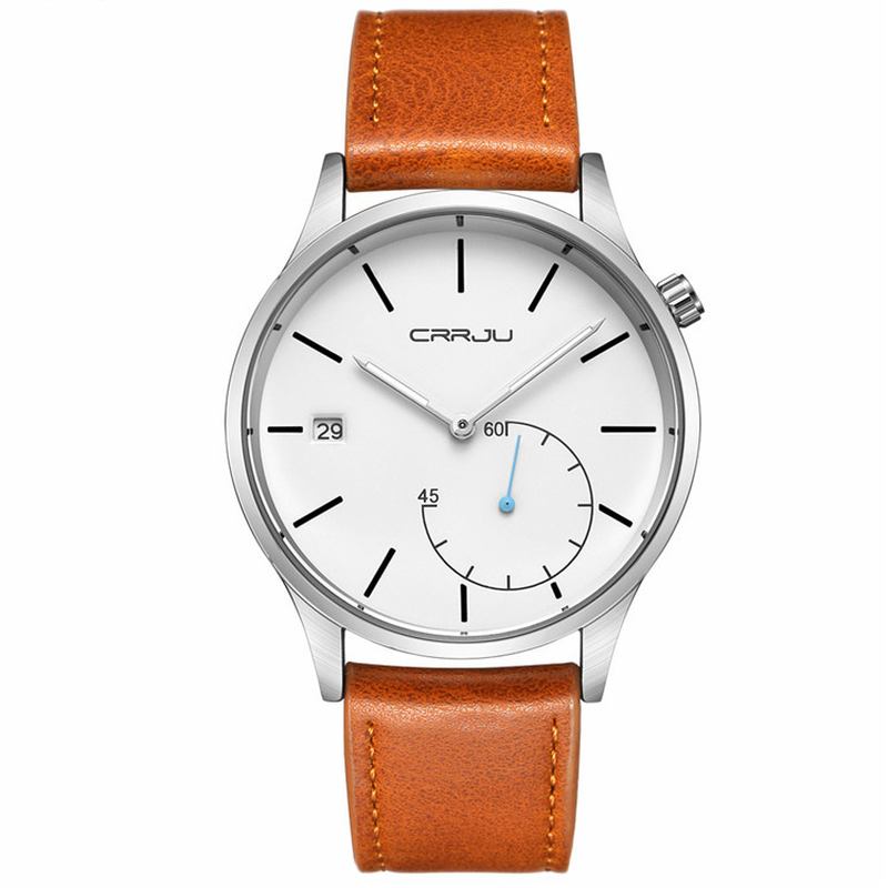 Uformell Kalender Skinnrem Working-dials Herre Armbåndsur Quartz Watch