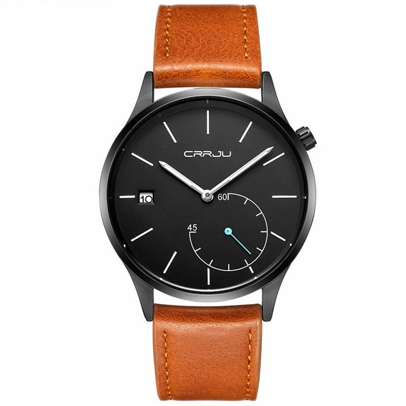 Uformell Kalender Skinnrem Working-dials Herre Armbåndsur Quartz Watch