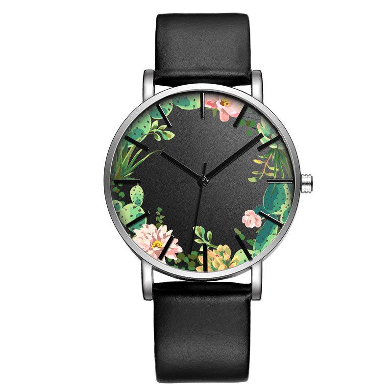 Unisex Armbåndsur Blomstrete Picture Dial Display Quartz Watch