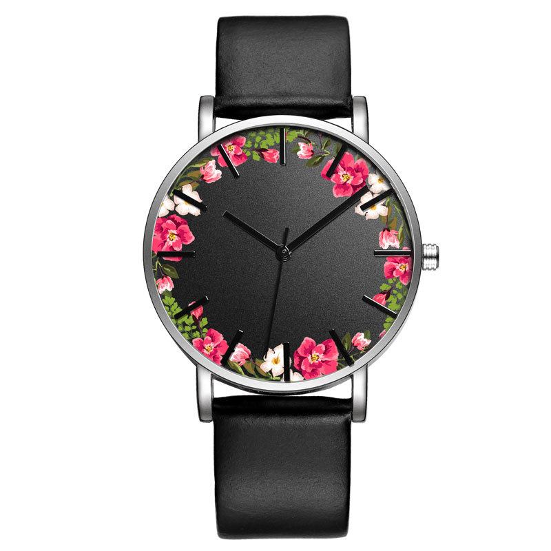 Unisex Armbåndsur Blomstrete Picture Dial Display Quartz Watch