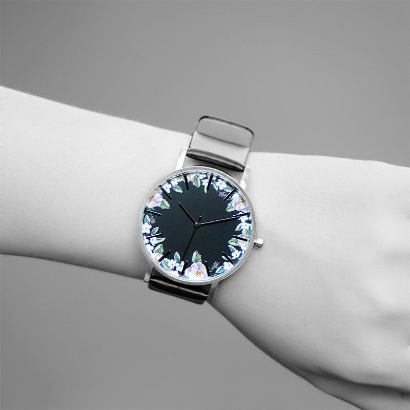 Unisex Armbåndsur Blomstrete Picture Dial Display Quartz Watch