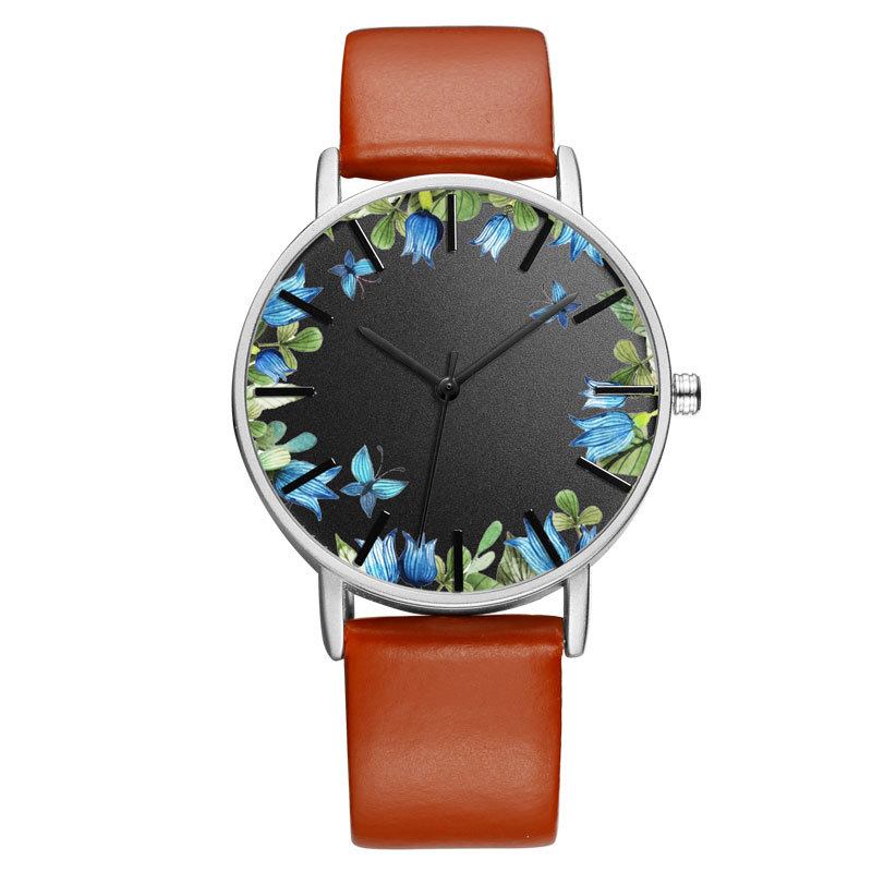 Unisex Armbåndsur Blomstrete Picture Dial Display Quartz Watch