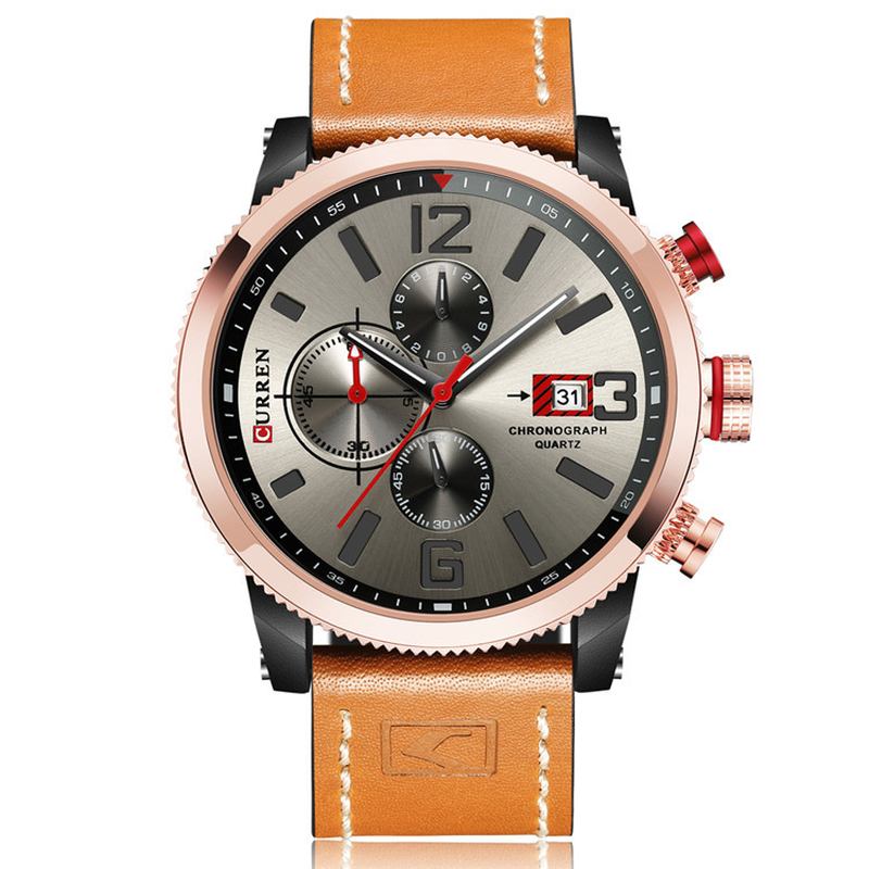 Working Little Dials Chronograph Quartz Watch Vanntett Sport Herreklokke