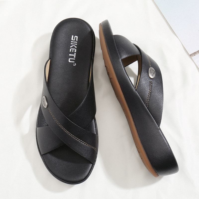 Kvinner Beach Peep Toe Cross Strap Kiler Hælsandaler