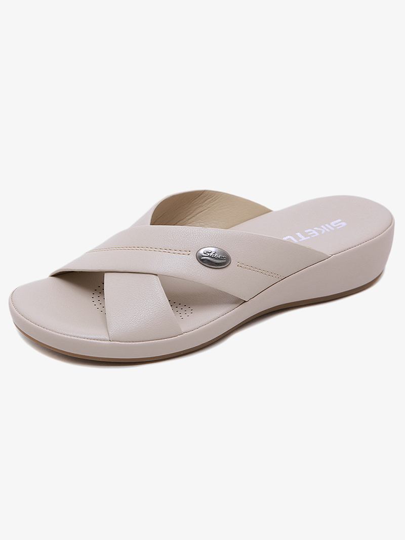 Kvinner Beach Peep Toe Cross Strap Kiler Hælsandaler