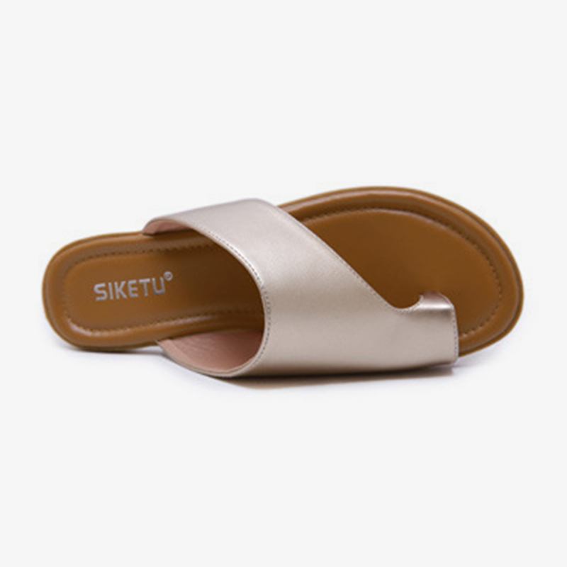 Kvinner Clip Toe Pure Color Fritids Sommer Flat Sandaler