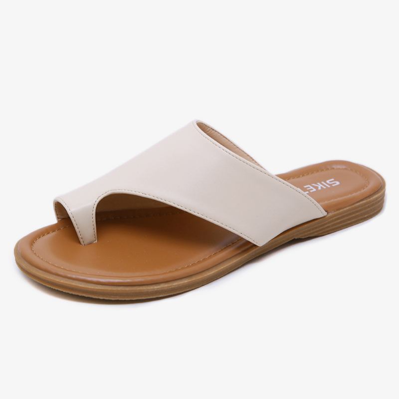 Kvinner Clip Toe Pure Color Fritids Sommer Flat Sandaler